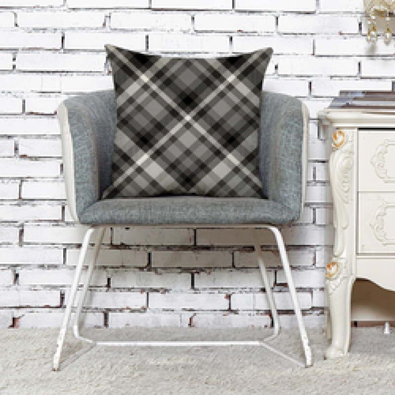 Hot Sale Linen Cotton Cushion Cover, Black White Plaid Cushion Covers Decorative Home/