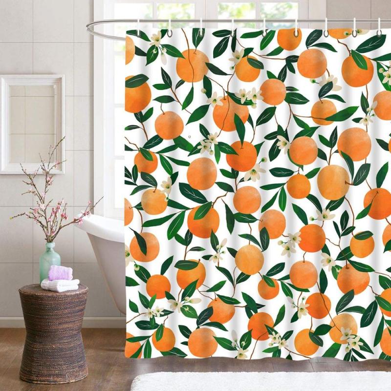 Orange Pattern Print Shower Curtain Bathroom, Cortinas De Ducha/Kid Shower Curtain