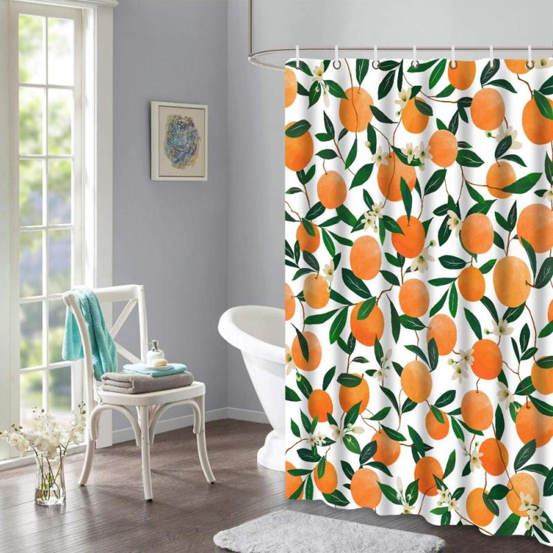 Orange Pattern Print Shower Curtain Bathroom, Cortinas De Ducha/Kid Shower Curtain
