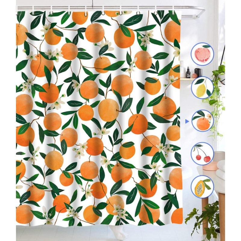 Orange Pattern Print Shower Curtain Bathroom, Cortinas De Ducha/Kid Shower Curtain