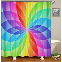 Shower Curtain Set Free Punching Waterproof Curtain, Gradient Color Bathroom Curtain Rod Bathroom Nordic Style/