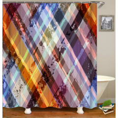 Shower Curtain Set Free Punching Waterproof Curtain, Gradient Color Bathroom Curtain Rod Bathroom Nordic Style/
