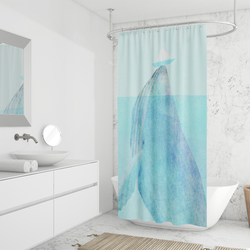Nordic Small Fresh Cartoon Bathroom Shower Curtain, Waterproof And Mildew Bathroom Shower Curtain Student Dormitory Partition /