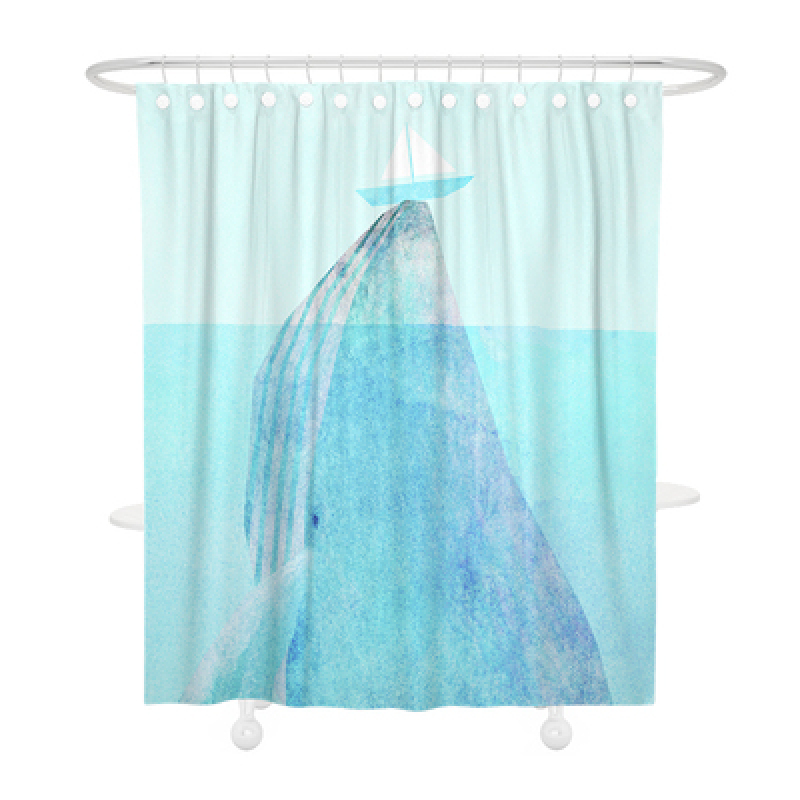 Nordic Small Fresh Cartoon Bathroom Shower Curtain, Waterproof And Mildew Bathroom Shower Curtain Student Dormitory Partition /
