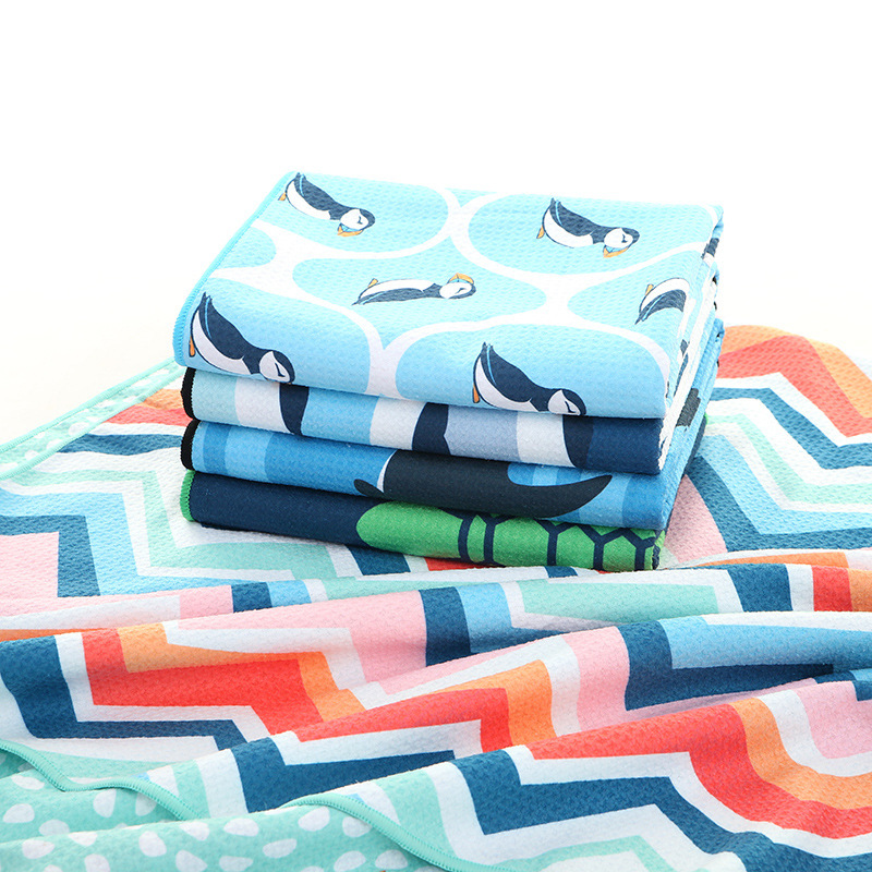 OEM Waffle Microfiber Beach Towel, Super Soft Sand Free Printing Beach Towel #