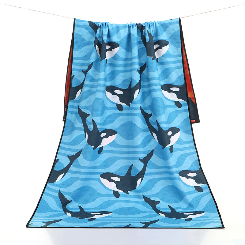 OEM Waffle Microfiber Beach Towel, Super Soft Sand Free Printing Beach Towel #