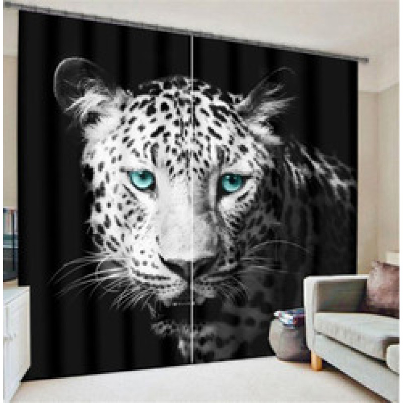 Black White Leopard Modern 3D Painting Blackout Curtains,Office Room Living Room Curtain Fashion Designs Door Curtains Printed$