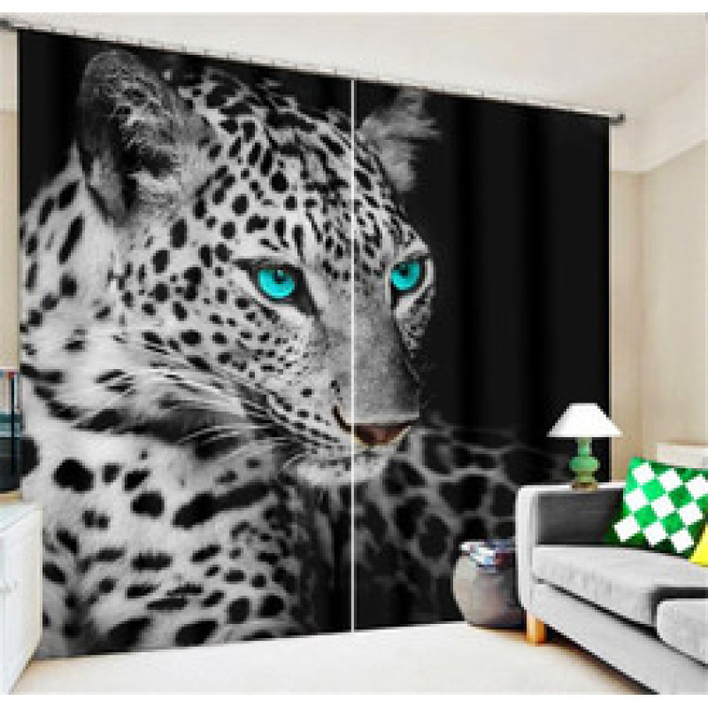Black White Leopard Modern 3D Painting Blackout Curtains,Office Room Living Room Curtain Fashion Designs Door Curtains Printed$