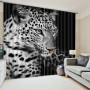 Black White Leopard Modern 3D Painting Blackout Curtains,Office Room Living Room Curtain Fashion Designs Door Curtains Printed$
