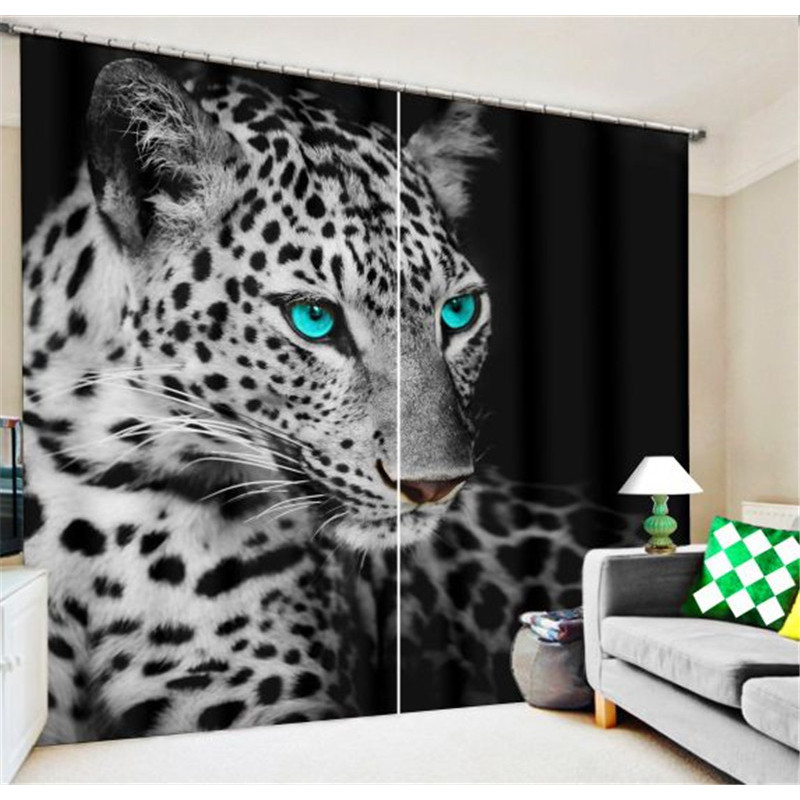 Black White Leopard Modern 3D Painting Blackout Curtains,Office Room Living Room Curtain Fashion Designs Door Curtains Printed$