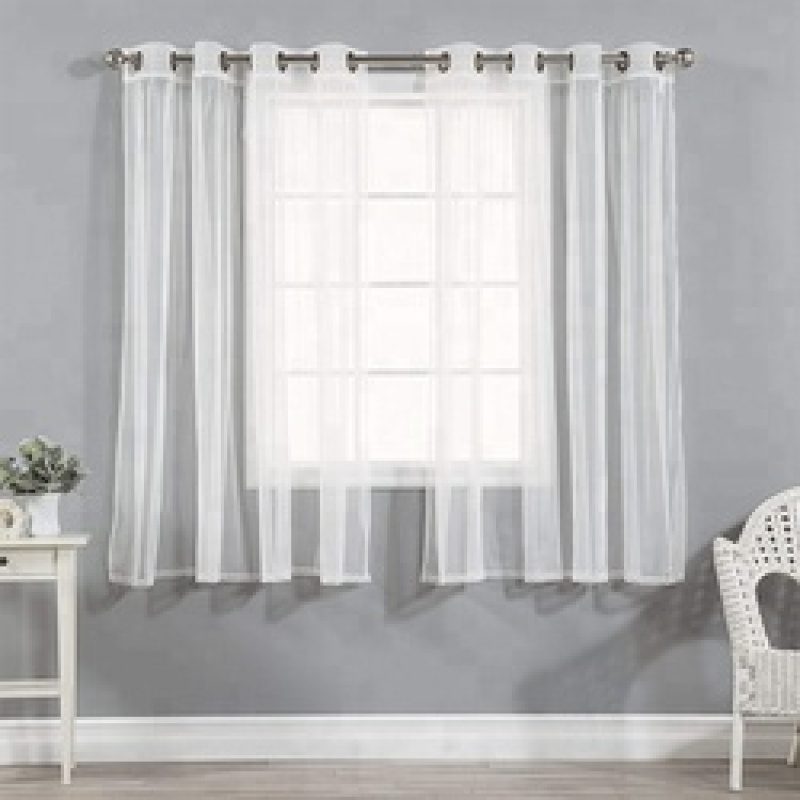 one way vision curtains cortinas black out white sheer curtain