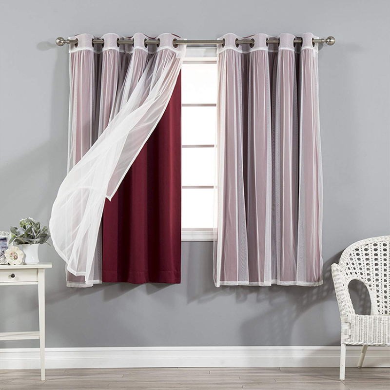 one way vision curtains cortinas black out white sheer curtain