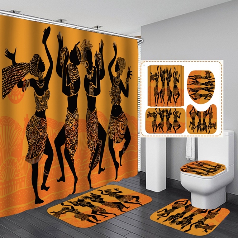 African Women Shower Curtain With Weights, Digital Print Shower Curtain For Bathroom