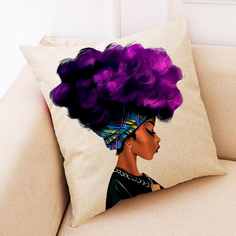 Fashion Printing Cushion Cover, African Black Woman Cushion For Home#