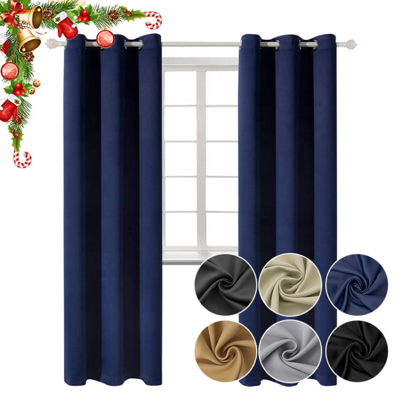 Amazon hot selling high shading curtain,Cheap 42*84 Inch Readymade Solid Blackout Curtain For Living Room/