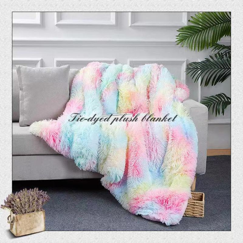 Winter Warm Blankets For Bed Fluffy Long Plush Rainbow Throw Blanket Coral Fleece Bedspread Bed Cover Birthday Christmas Gift/