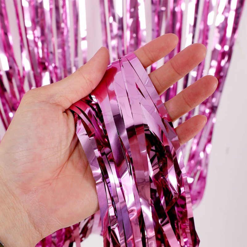 Party Backdrop Decorations Shimmer Curtains Metal Fringe Metallic Silver Curtains 2M Foil Curtain Birthday Wedding Christmas