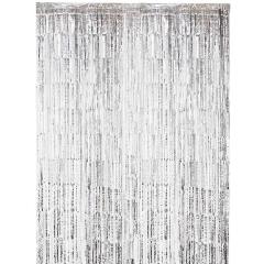 Party Backdrop Decorations Shimmer Curtains Metal Fringe Metallic Silver Curtains 2M Foil Curtain Birthday Wedding Christmas
