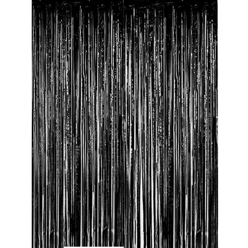 Party Backdrop Decorations Shimmer Curtains Metal Fringe Metallic Silver Curtains 2M Foil Curtain Birthday Wedding Christmas