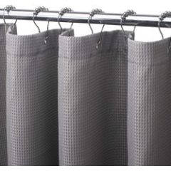 Wholesale Custom Polyester Waterproof Pattern Printing Shower curtain,Heavy Duty Waffle Grey Fabric Shower Curtain for Hotel/