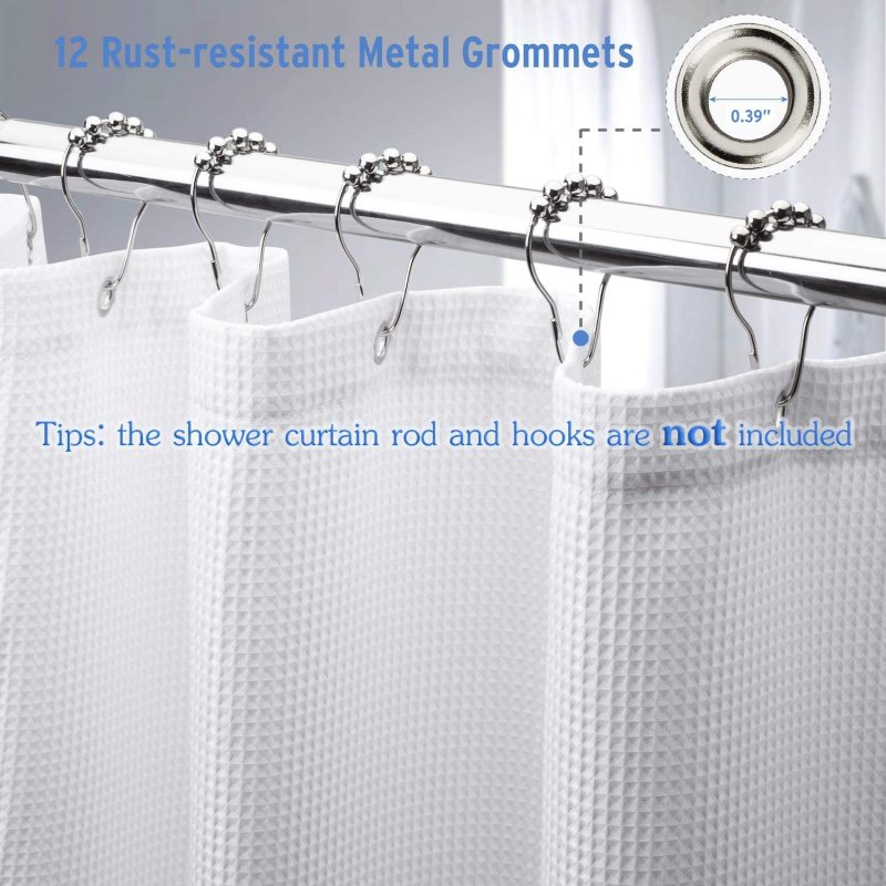 Wholesale Custom Polyester Waterproof Pattern Printing Shower curtain,Heavy Duty Waffle Grey Fabric Shower Curtain for Hotel/