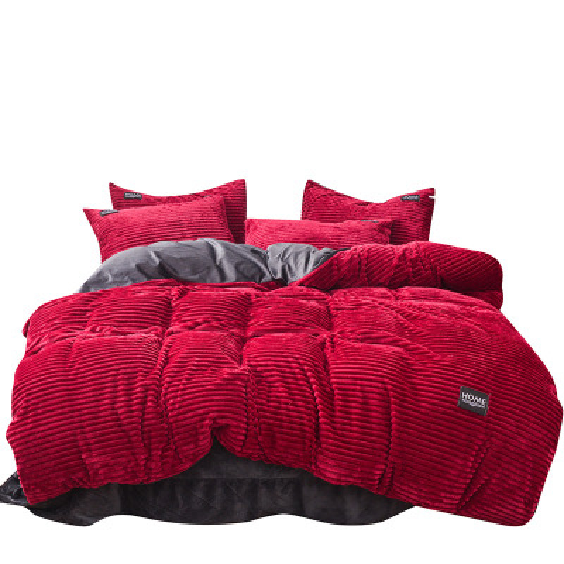 Explosion Style Magic Velvet Four-Piece Net Red, Double-Sided Velvet Crystal Velvet Kit Bedding Home Textiles /