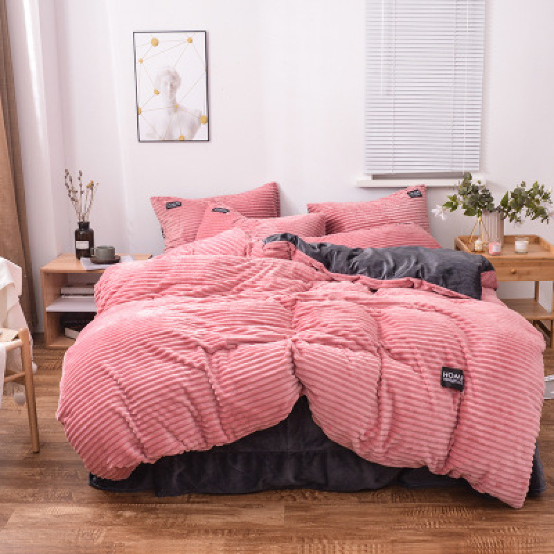 Explosion Style Magic Velvet Four-Piece Net Red, Double-Sided Velvet Crystal Velvet Kit Bedding Home Textiles /