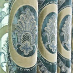 Wholesale custom European style chenille fabric curtains,  luxury semi-shade flat embroidered curtain/