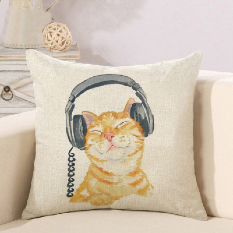Listening To The Music Of The Cat Sofa Car Pad Waist, Cotton And Cat Cat Pillow Pillowcase Explosion Models /
