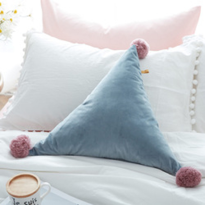 Cheap tassels polyester plush Solid Color Japanese and Korean style PP cotton filling 330g 50*50*50cm triangle pillow Cushion