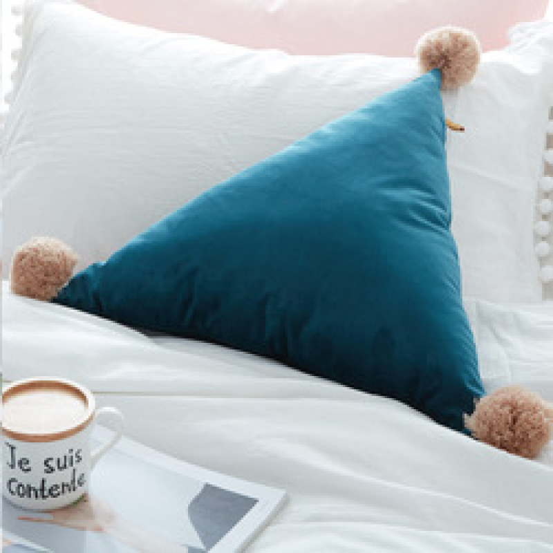 Cheap tassels polyester plush Solid Color Japanese and Korean style PP cotton filling 330g 50*50*50cm triangle pillow Cushion
