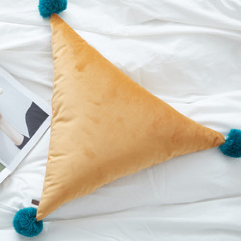 Cheap tassels polyester plush Solid Color Japanese and Korean style PP cotton filling 330g 50*50*50cm triangle pillow Cushion