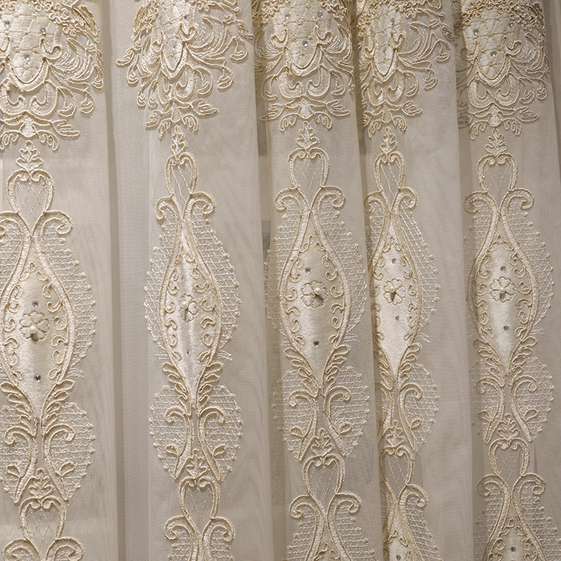 polyester embroidered sheer voile curtain and jacquard voile sheer for window, textile tulle curtain