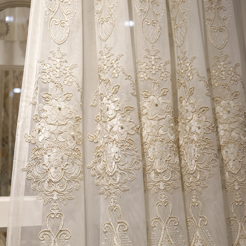 polyester embroidered sheer voile curtain and jacquard voile sheer for window, textile tulle curtain