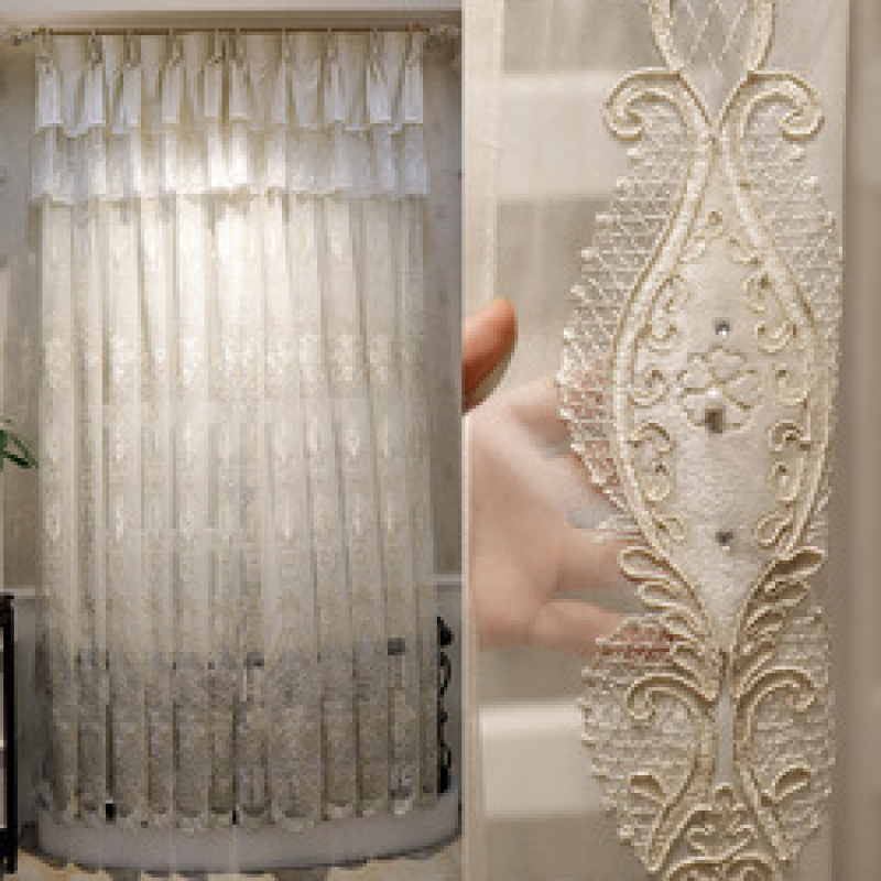 polyester embroidered sheer voile curtain and jacquard voile sheer for window, textile tulle curtain