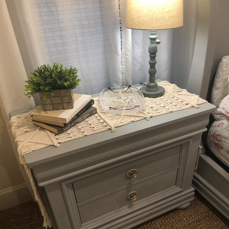 Nappe de style maison de campagne tissée à la main en gros avec de longs glands en macramé pour table à manger de mariage