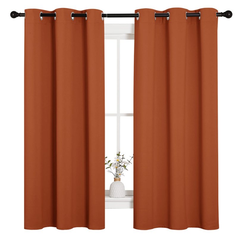 Wholesale blackout curtains brown plain black silk blackout curtain portable travel blackout curtains for the living room