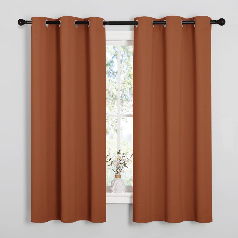 Wholesale blackout curtains brown plain black silk blackout curtain portable travel blackout curtains for the living room