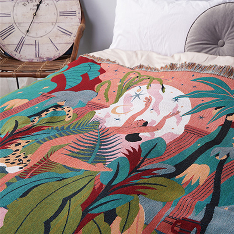 Forest Dancer Throw Blanket Multifunction 2 Sides Sofa Covers Cobertor Tassel Dust Cover Air Conditioning Blankets For Bed/