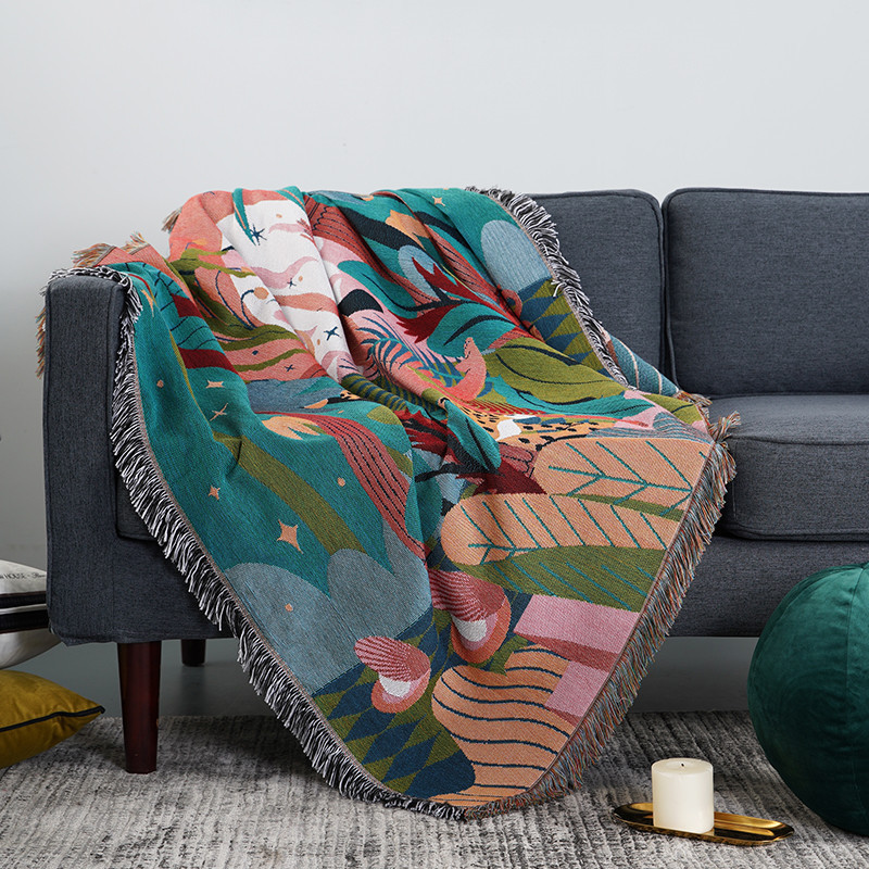 Forest Dancer Throw Blanket Multifunction 2 Sides Sofa Covers Cobertor Tassel Dust Cover Air Conditioning Blankets For Bed/