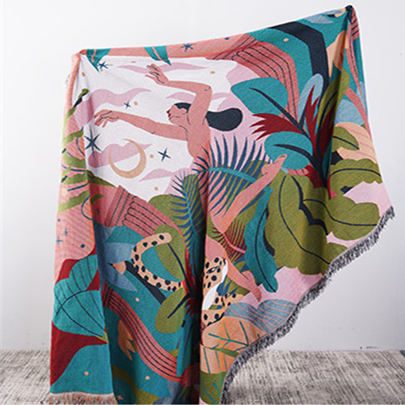 Forest Dancer Throw Blanket Multifunction 2 Sides Sofa Covers Cobertor Tassel Dust Cover Air Conditioning Blankets For Bed/