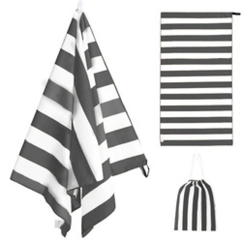 OEM Double Velvet Beach Towel, Wholesale Sand Free Stripes Soft Beach Towel with a Travel Bag/
