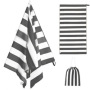 OEM Double Velvet Beach Towel, Wholesale Sand Free Stripes Soft Beach Towel with a Travel Bag/