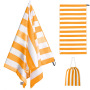 OEM Double Velvet Beach Towel, Wholesale Sand Free Stripes Soft Beach Towel with a Travel Bag/