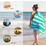 OEM Double Velvet Beach Towel, Wholesale Sand Free Stripes Soft Beach Towel with a Travel Bag/