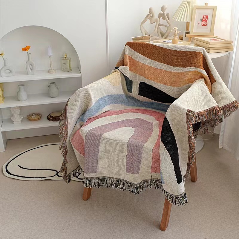 Throw Thread Blanket with Tassel for Bed Sofa Plaid Travel Car Airplane Nap Blankets Soft Wall Tapestry Bedcover Mantas Koc /