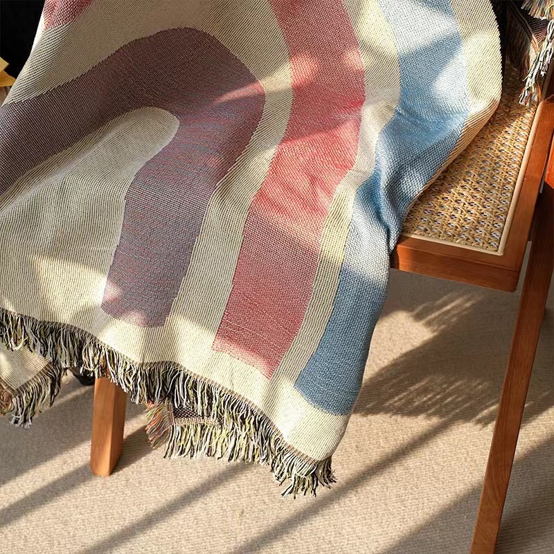 Throw Thread Blanket with Tassel for Bed Sofa Plaid Travel Car Airplane Nap Blankets Soft Wall Tapestry Bedcover Mantas Koc /