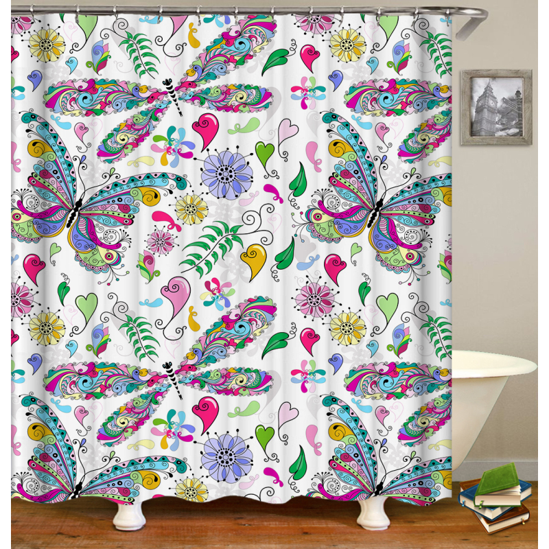 Printing 3D butterfly Polyester shower curtain waterproof bathroom partition curtain Custom bath shower curtains/