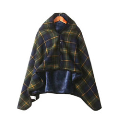 Plaid Hoodie Fleece Flannel Plush Serape Wearable Blanket Shawl Thickening Blanket Throw Sweatshirt Blanket Buffalo Plaid