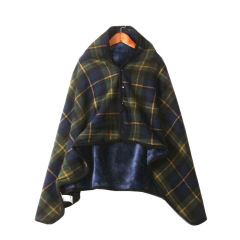 Plaid Hoodie Fleece Flannel Plush Serape Wearable Blanket Shawl Thickening Blanket Throw Sweatshirt Blanket Buffalo Plaid